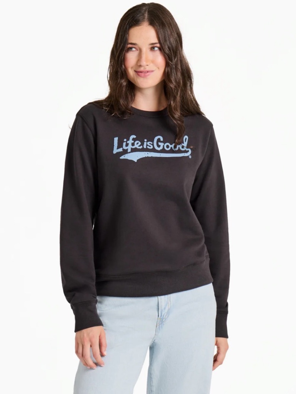 Life is Good Women's Tonal Good Vibes Fleece Crewneck Sweater, Size XL